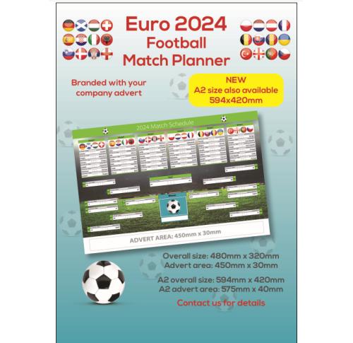 Euro 2024 Football Championship A4 Wall Chart Planners Custom Logo
